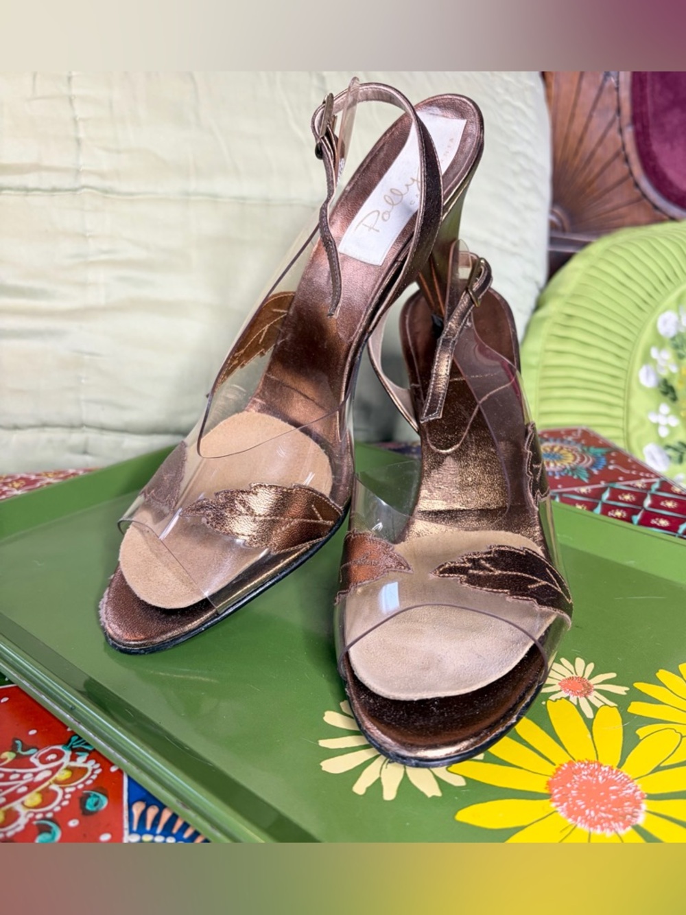 80s Polly of California Clear Heels